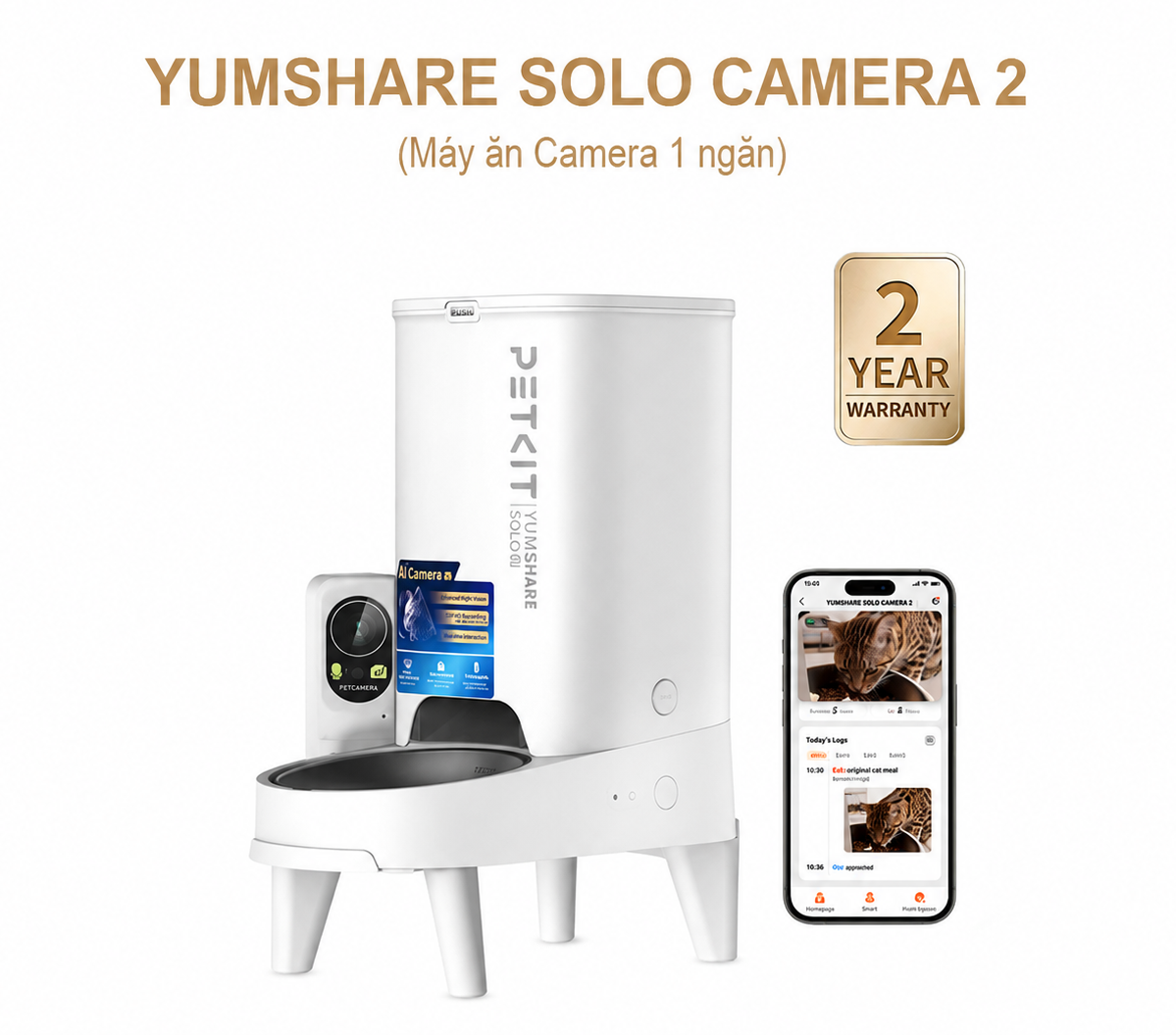 Máy cho thú cưng ăn tự động PETKIT Yumshare Solo Camera 2 - Hàng Chính Hãng