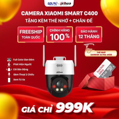 Combo Camera DAHUA Ngoài Trời Wifi 5MP DH-P5AE-PV + Thẻ Nhớ 64gb + Chân đế gắn tường