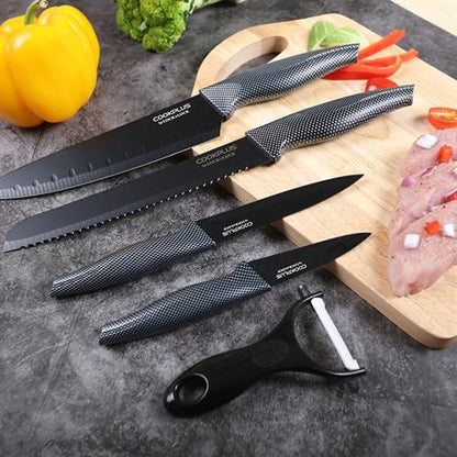 CKK101S5BLK - Bộ dao nhà bếp 5 món COOKPLUS Lock&Lock (Dao: 4 cái ; Dụng cụ gọt vỏ trái cây: 1 cái)