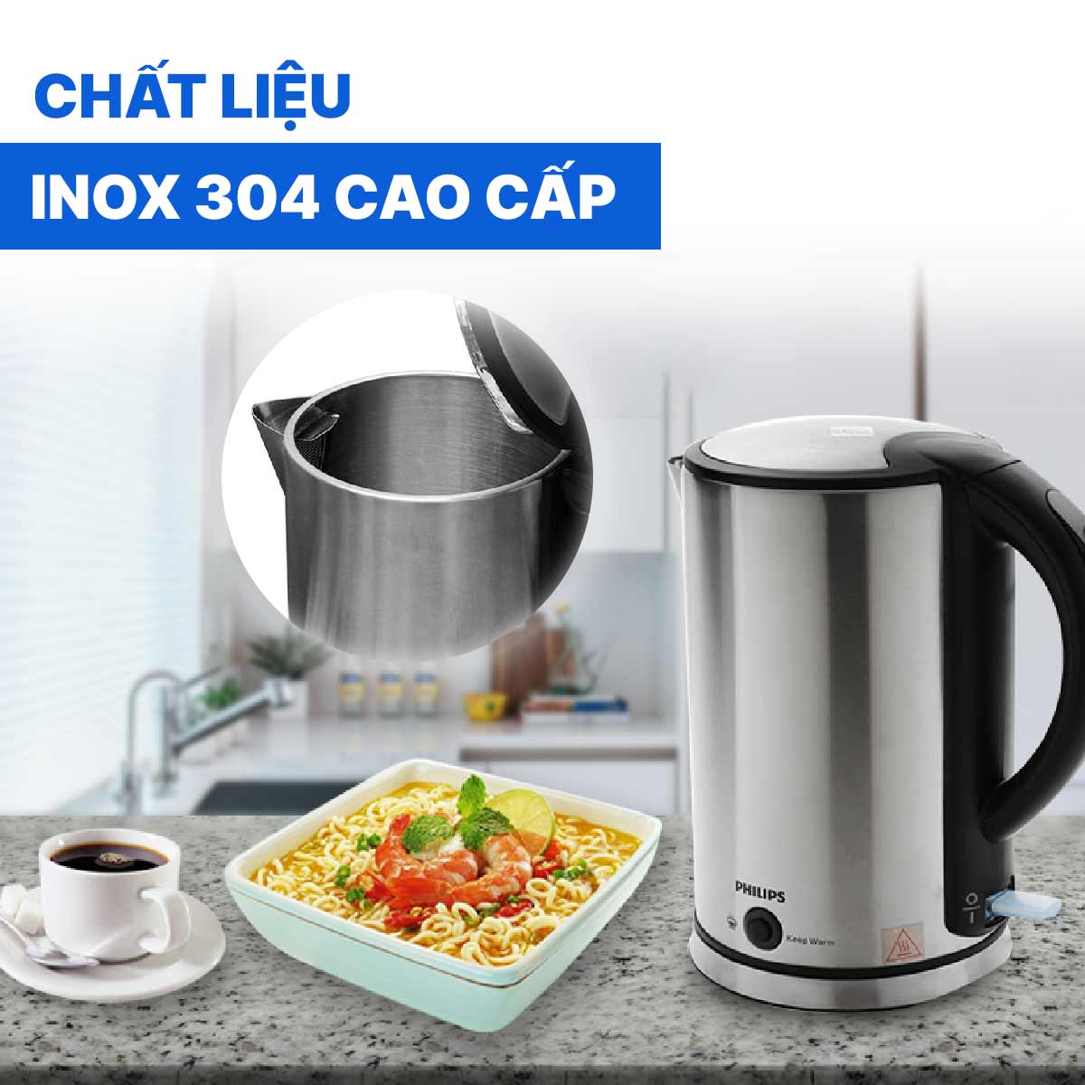 Bình đun siêu tốc Philips 1.7 lít HD9316 Bảo hành chính hãng 24 tháng