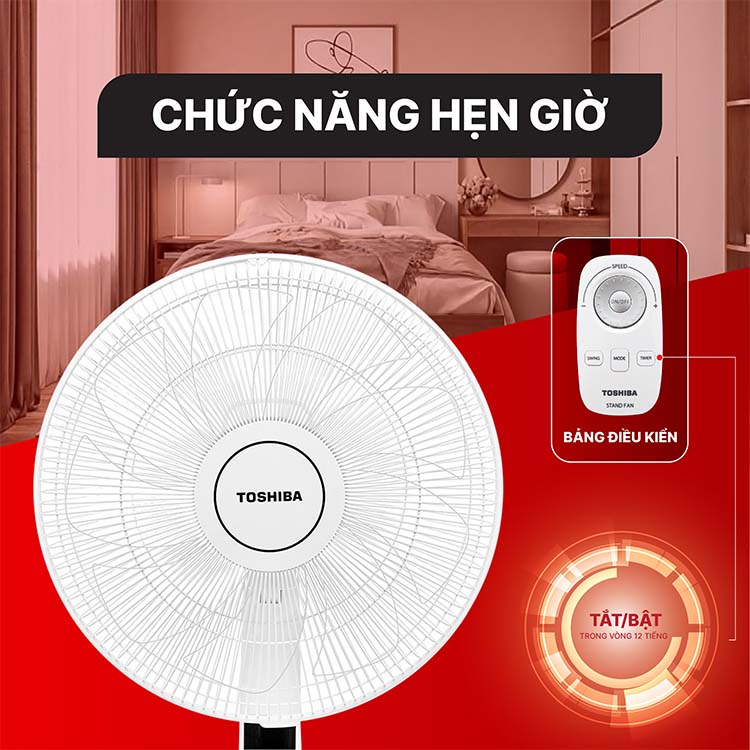 Quạt đứng Toshiba 9 cánh DC inverter Remote F-LSD30(W)VN - Bảo hành chính hãng 12 Tháng