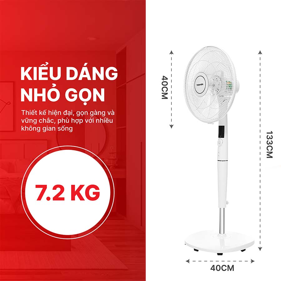 Quạt đứng Toshiba 9 cánh DC inverter Remote F-LSD30(W)VN - Bảo hành chính hãng 12 Tháng