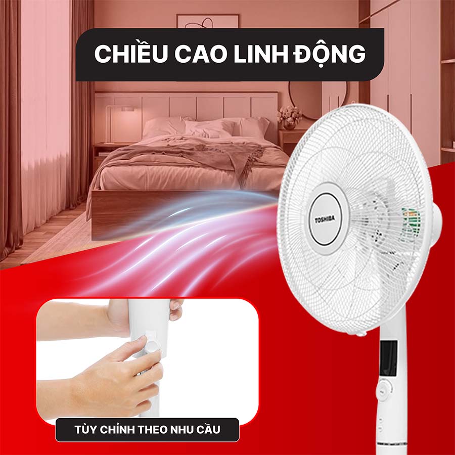 Quạt đứng Toshiba 9 cánh DC inverter Remote F-LSD30(W)VN - Bảo hành chính hãng 12 Tháng