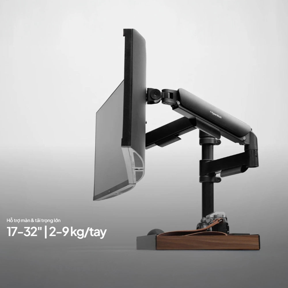 Giá đỡ màn hình đôi HyperWork P1 Dual 2025 HPW-DPA0105-BLK Đen