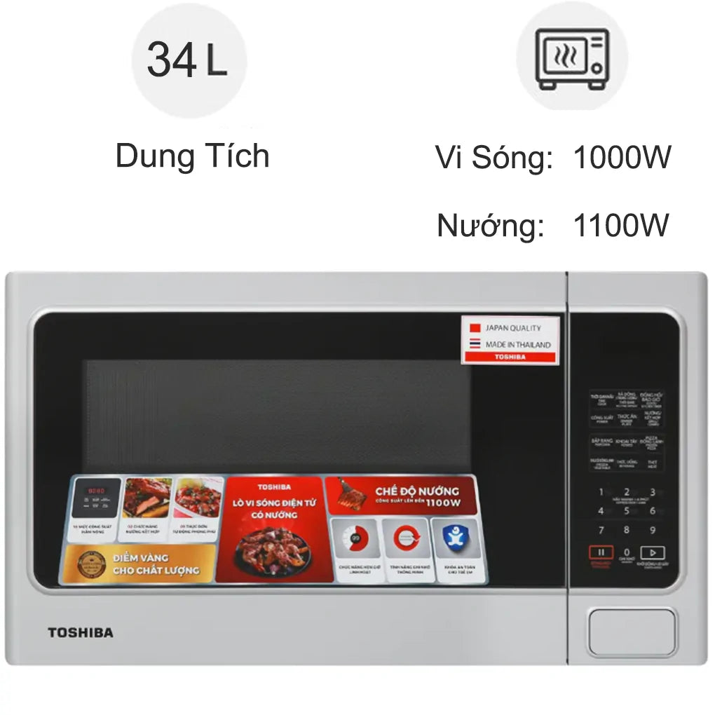 Lò vi sóng Toshiba ER-SGS34(S1)VN - Hàng Chính hãng - Bảo Hành 12 tháng