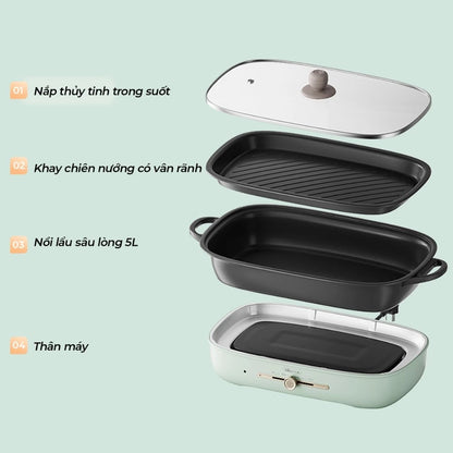 Nồi nấu đa năng Bear DHG-D50T1, Bảo Hành 18 Tháng - Hàng Chính Hãng