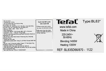 Máy làm sữa hạt sinh tố Tefal BL83SD66 1400W