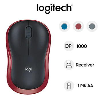 Chuột Logitech M185 Xám - Đỏ - Xanh