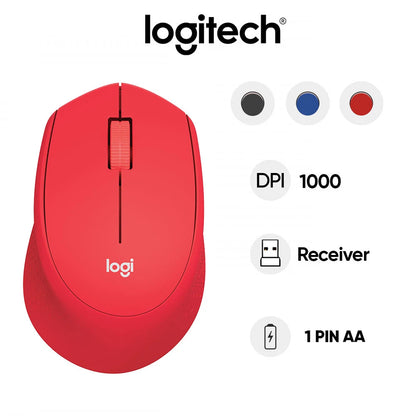 Chuột vi tính không dây Logitech M331 Đen - xanh dương - Đỏ