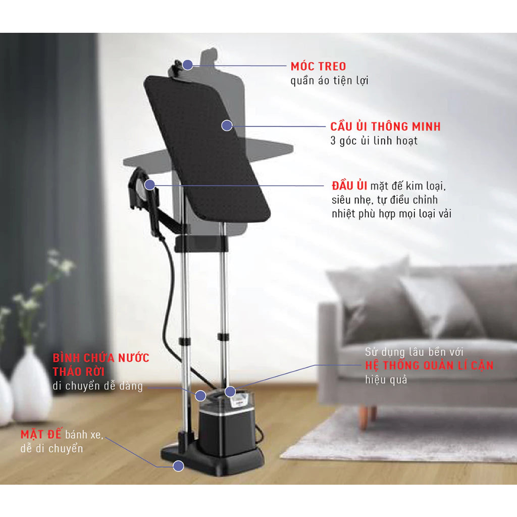Bàn ủi hơi nước cầm tay dạng đứng Tefal QT1510E0 - Hàng Chính Hãng - Bảo Hành 24 tháng