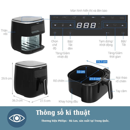 Nồi chiên không dầu Philips HD9257/80 - Hàng chính hãng - Bảo hành 24 tháng