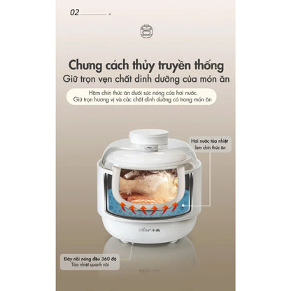 Nồi nấu chậm đa năng 0.8L Bear DDZ-A08T8, Bảo Hành 18 Tháng - Hàng Chính Hãng