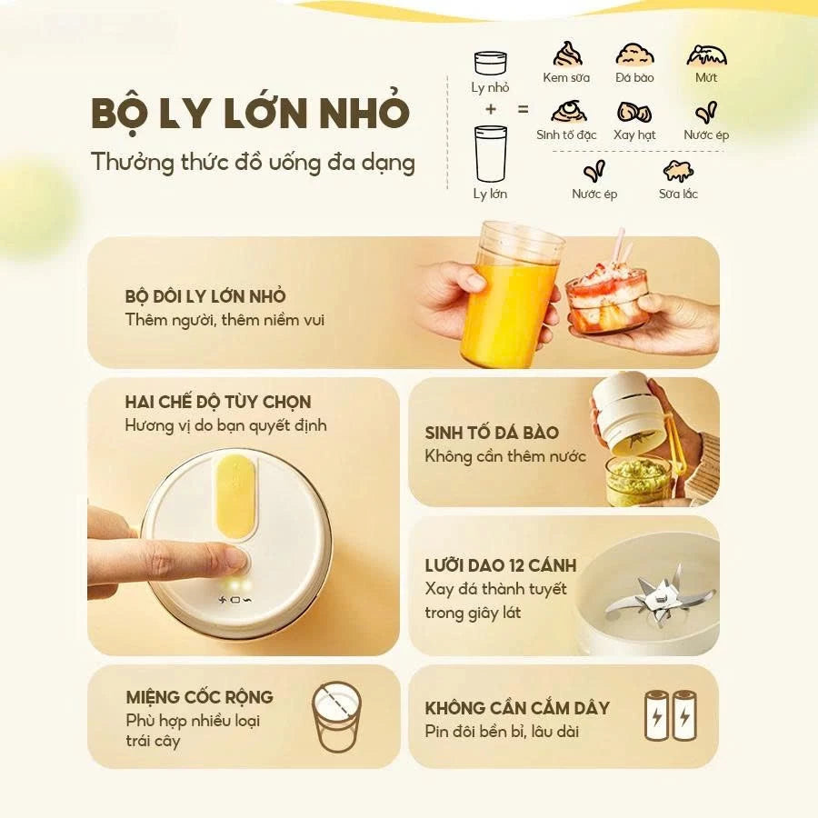 Máy xay sinh tố cầm tay Bear BL-4H05Z, Bảo Hành 18 Tháng - Hàng Chính Hãng